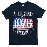 Vintage USA Flag A Legend Since 1976 50th Birthday T-Shirt - Navy