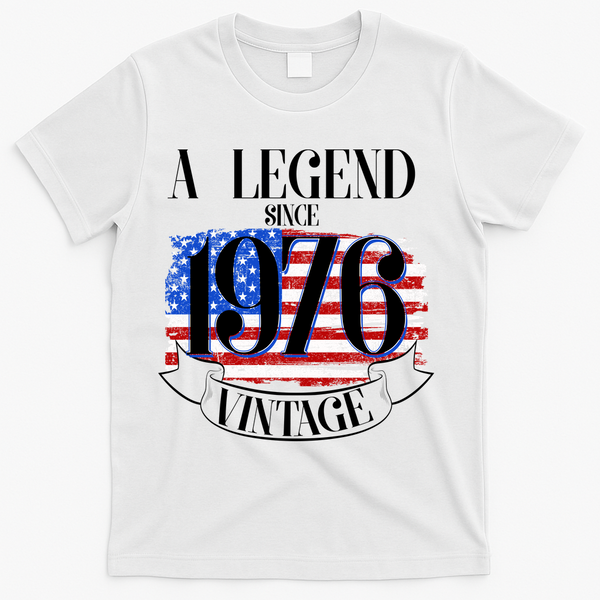 Vintage USA Flag A Legend Since 1976 50th Birthday T-Shirt - White