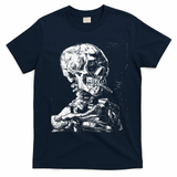 Vincent Van Gogh Skull With Cigarette Skeleton Halloween T-Shirt - Navy Blue