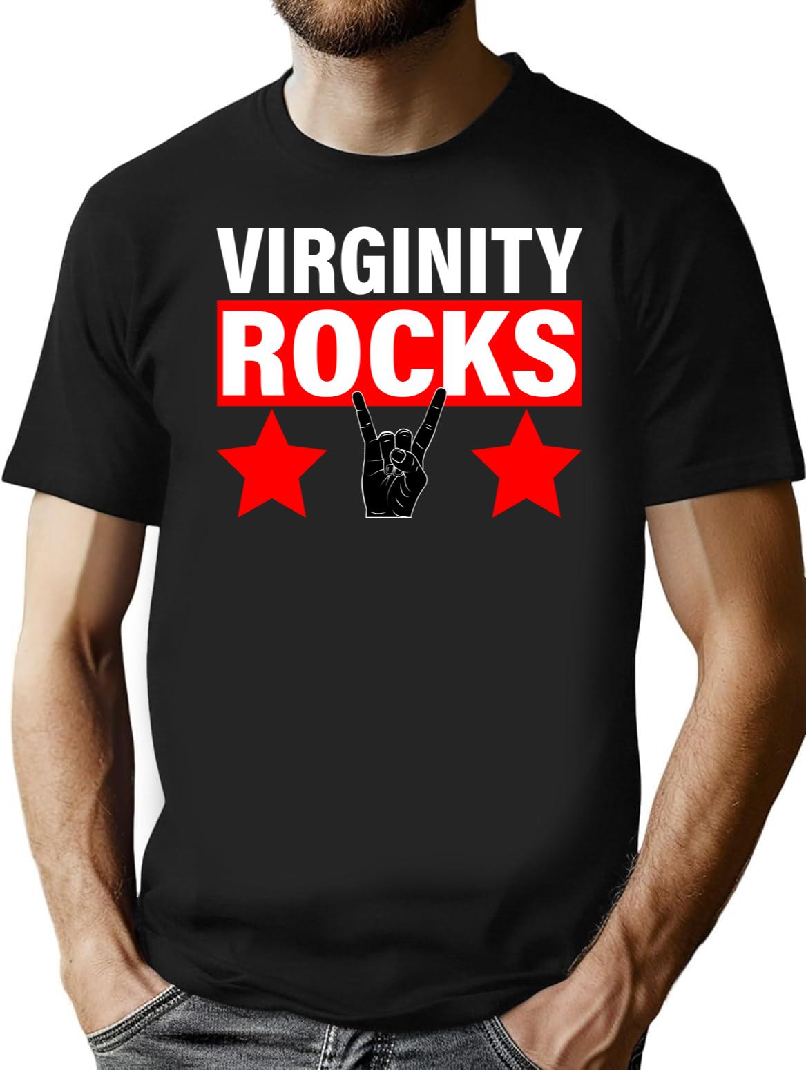 Virginity Rocks Hand Sign Black T-Shirt - Black