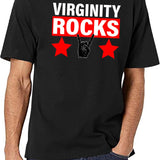 Virginity Rocks Hand Sign Black T-Shirt - White