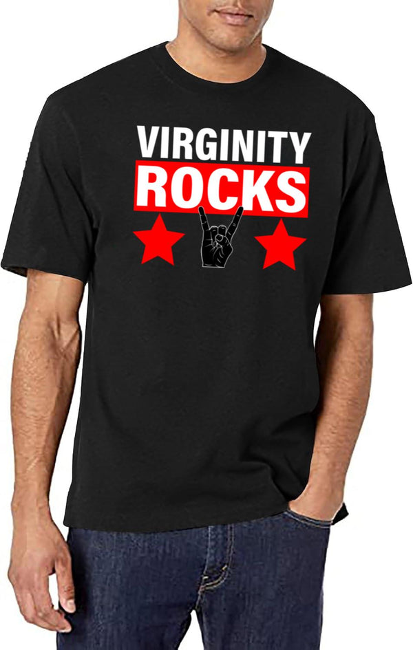 Virginity Rocks Hand Sign Black T-Shirt - White