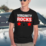 Virginity Rocks Hand Sign Black T-Shirt - Navy