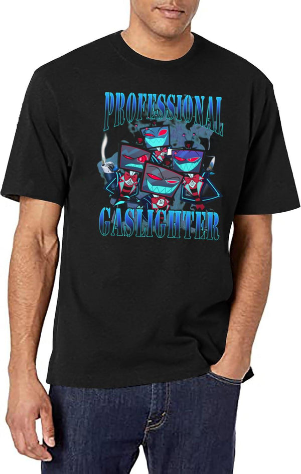Vox Professional Gaslighter Hazbin Hotel Black T-Shirt - White