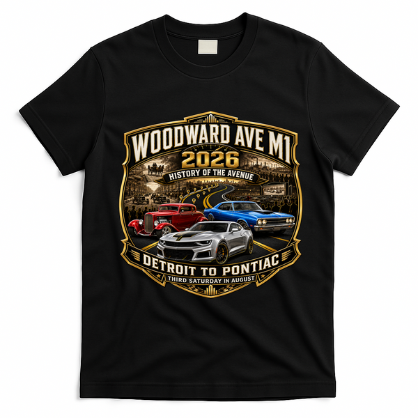 Woodward 2026 History Of The Avenue Front & Back T-Shirt - Black