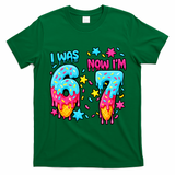 Was 6 Now I'm 7th Birthday Ice Cream Drip 6-7 Meme T-Shirt - Irish Green