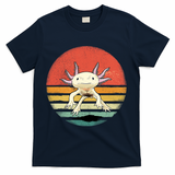 Wowsome! Adult Axolotl Retro Vintage T-Shirt - Navy