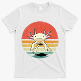 Wowsome! Adult Axolotl Retro Vintage T-Shirt - White