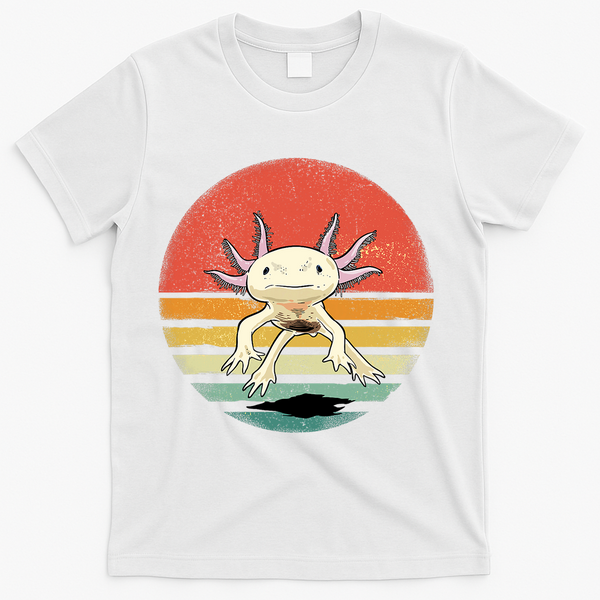 Wowsome! Adult Axolotl Retro Vintage T-Shirt - White