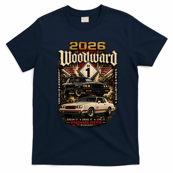 Woodward Avenue Classic Car Lovers Tribute 2026 T-Shirt - Navy Blue