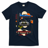 Woodward Ave M1 Classic Cars Art Deco 2026 T-Shirt - Navy Blue
