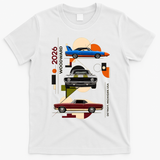 Woodward Ave M1 Classic Cars Art Deco 2026 T-Shirt - White