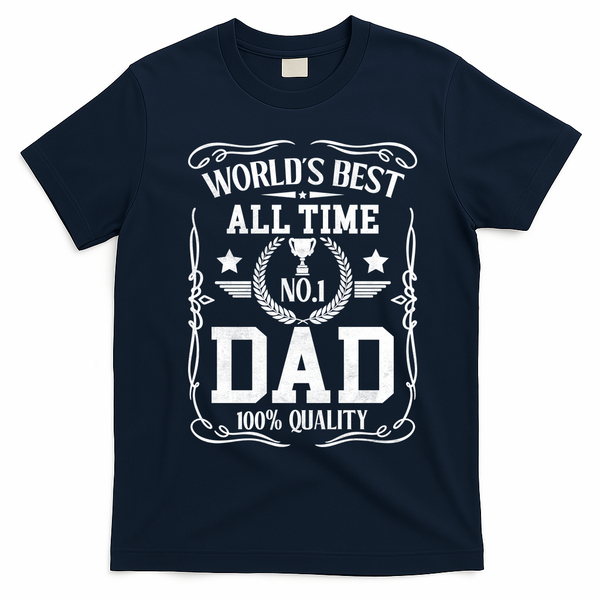 World's Best All Time #1 Dad T-Shirt - Navy Blue