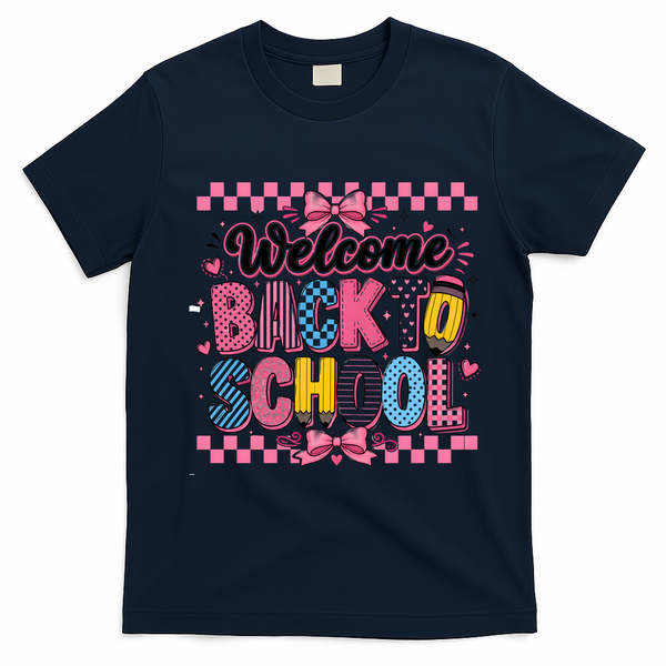 Welcome Back To School Retro Gift T-Shirt - Navy Blue