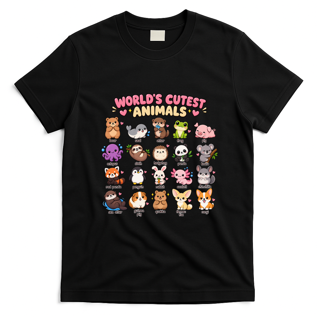 World's Cutest Animals T-Shirt - Black