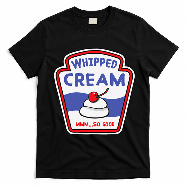 Whipped Cream Condiment Ice Cream Halloween Costume T-Shirt - Black