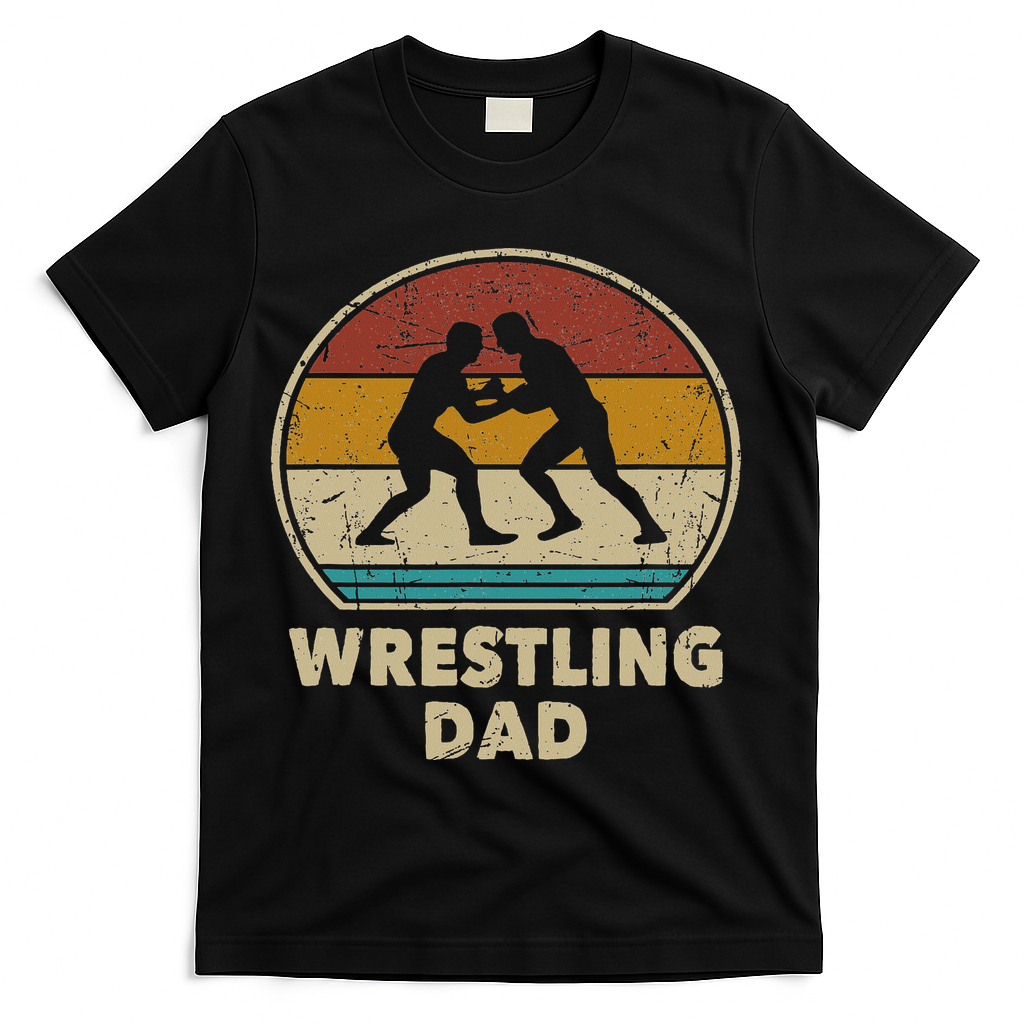 Wrestling Dad Vintage Wrestling Gift Retro Wrestling Lover T-Shirt - Black