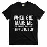 When God Made Funny Christian Faith Religious T-Shirt - Black