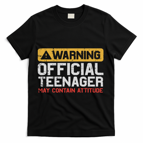 Warning Nager Attitude 13th Birthday T-Shirt - Black