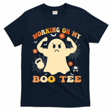 Working On My Boo Halloween Gym Workout Weightlifting T-Shirt - Navy Blue