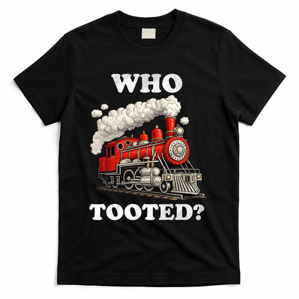 Who Tooted Funny Train T-Shirt - Black