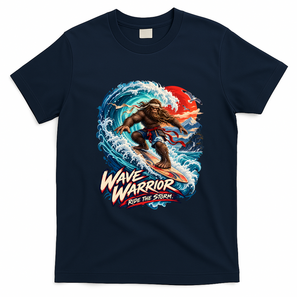 WAVE WARRIOR – Bigfoot Samurai Surfing T-Shirt - Navy Blue