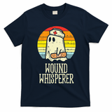 Wound Whisperer Ghost Nurse Boo Halloween Nursing RN T-Shirt - Navy Blue
