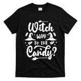 Witch Way To The Candy Cute Halloween T-Shirt - Black