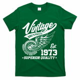 Winged Wheel Vintage 1973 Aged To Perfection Superior Quality 50th Birthday T-Shirt - Green