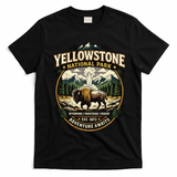 Yellowstone National Park Adventure Awaits Bison Badge T-Shirt - Black