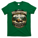Yellowstone National Park Adventure Awaits Bison Badge T-Shirt - Irish Green