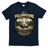 Yellowstone National Park Adventure Awaits Bison Badge T-Shirt - Navy Blue
