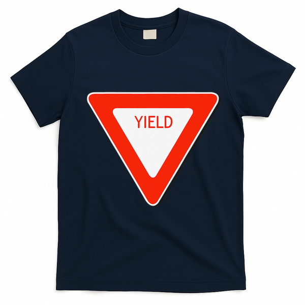 Yield Sign Simple Easy Halloween Costume T-Shirt - Navy Blue