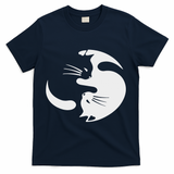 Yin Yang Cat Symbol Cute Black And White Cat Kitty Halloween T-Shirt - Navy