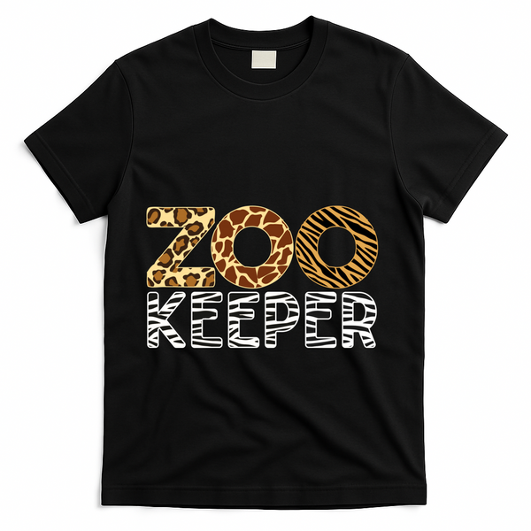 Zookeeper African Animals Zebra Wild Print Savanna Costume Gift T-Shirt - Black