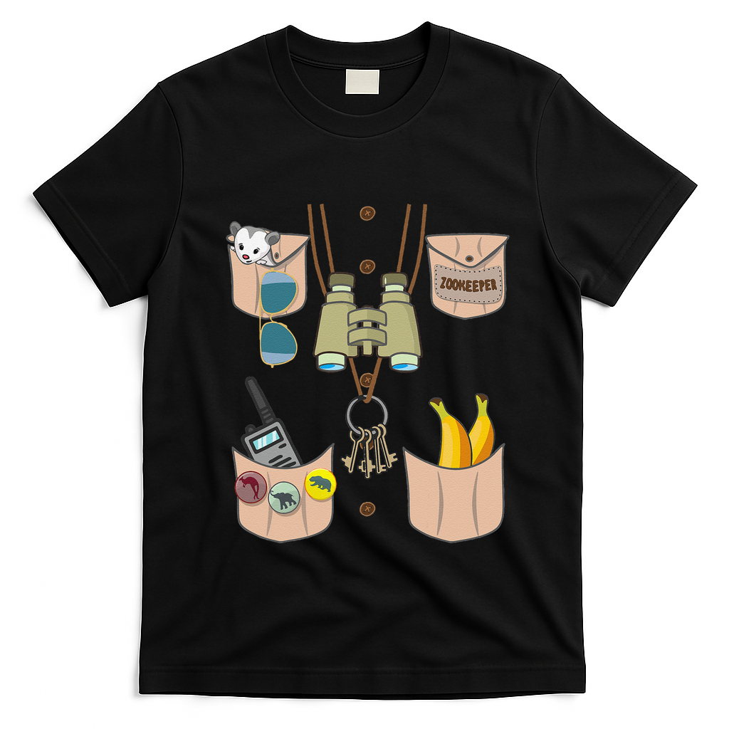 Zoo Keeper Costume Funny Halloween Zookeeper T-Shirt - Black