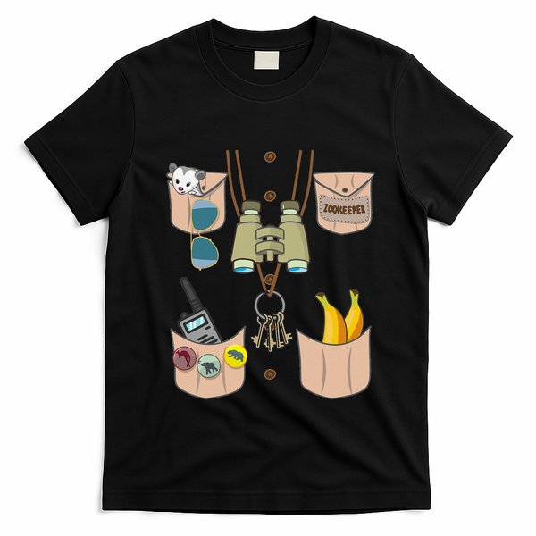 Zoo Keeper Costume Funny Halloween Zookeeper T-Shirt - Black