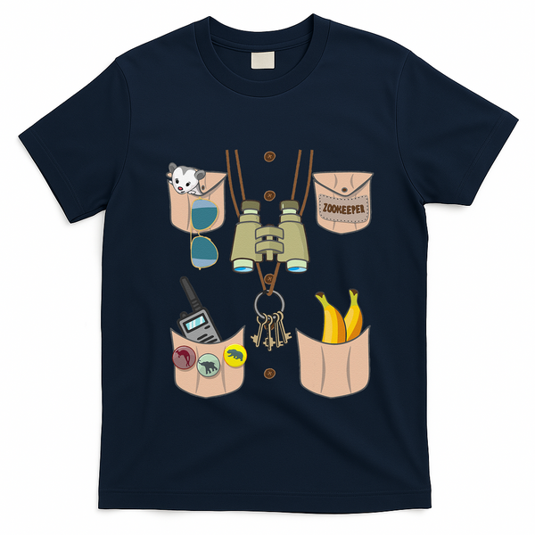 Zoo Keeper Costume Funny Halloween Zookeeper T-Shirt - Navy Blue